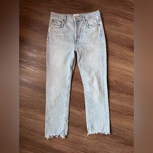 Agolde Riley High Rise Straight Crop Jeans Light Wash